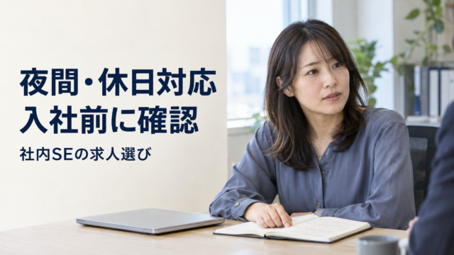社内SEの夜間・休日対応について面談で確認する女性のイメージ