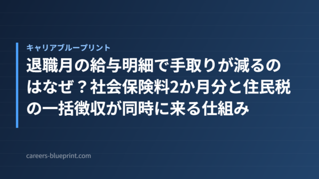 退職月の給与明細で手取りが減るのはなぜ？社会保険料2か月分と住民税の一括徴収が同時に来る仕組み